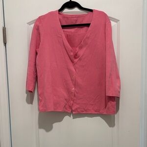 Pink V-Neck Button Front Cardigan & Tank Set Cotton
